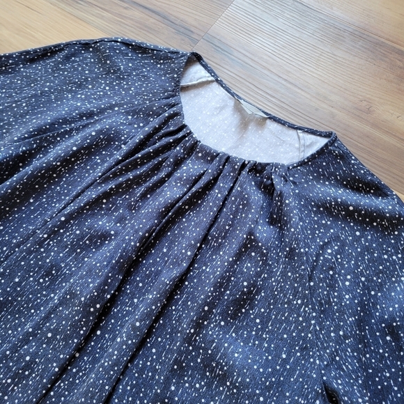 COS Blue w/White Polka-dots Blouse 3-Quart Sleeve pleated Navy Blue - Picture 4 of 7